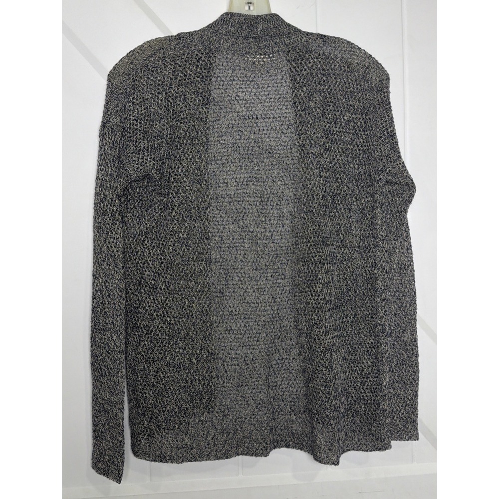 Eileen Fisher Cardigan Sweater Women's MarbledGray Organic Linen Open Front Knit - Picture 8 of 13